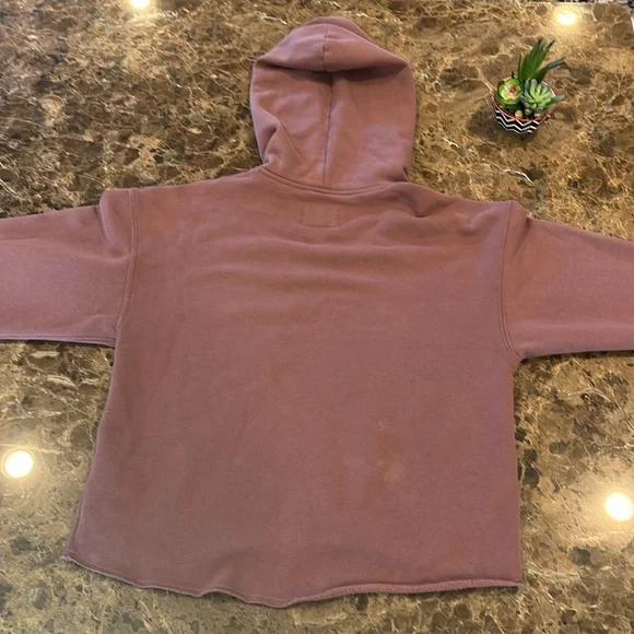 Abercrombie & Fitch Mauve Soft Fleece Oversized Cropped Logo Hoodie size XS - Picture 7 of 8
